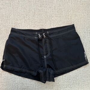 ZeroXposur Black Swim Shorts with White Accents